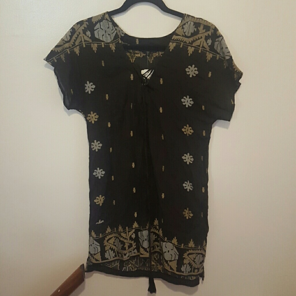 NWT Sanctuary beach cover up gauze lace up tunic sz M
